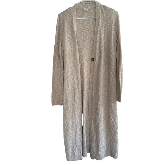 Pure Jill Knit Beige Sweater Long Cardigan One Button Long Sleeve XS - Picture 4 of 12